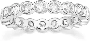 Mameloly 3.8mm Wedding Bands for Women Cubic Zirconia Full Eternity Stackable Engagement Promise Rings for Her Size 4-12