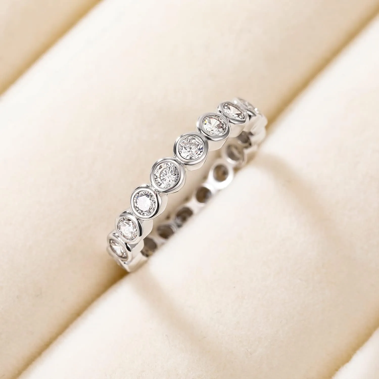Mameloly 3.8mm Wedding Bands for Women Cubic Zirconia Full Eternity Stackable Engagement Promise Rings for Her Size 4-12