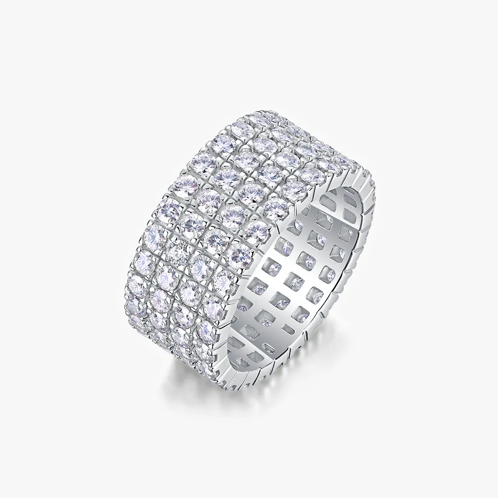 Moissanite S925 Balance Four Row Iced Ring