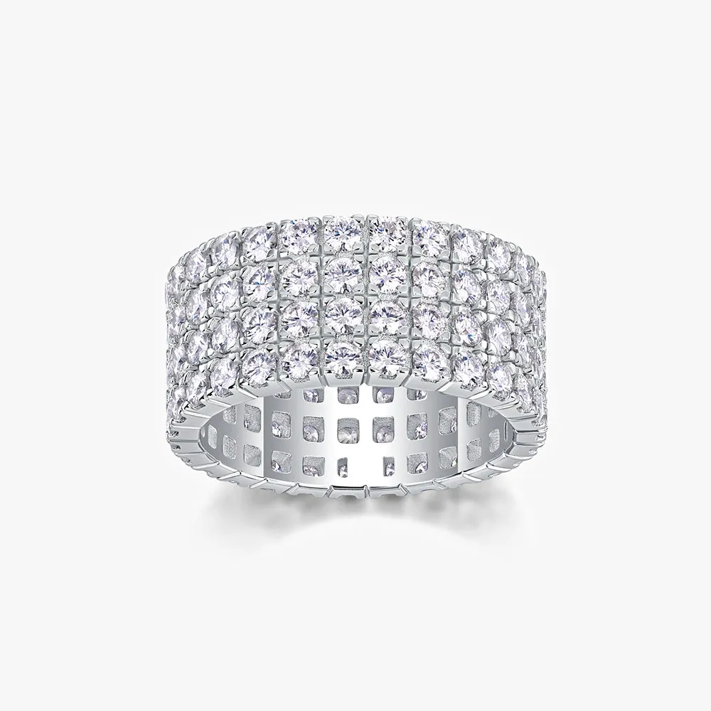 Moissanite S925 Balance Four Row Iced Ring