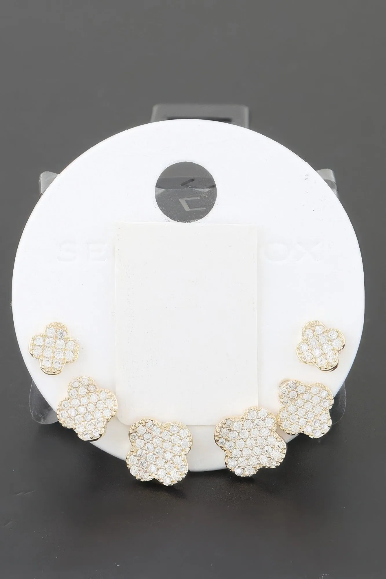 Multi Jeweled Clover Stud Earrings Set