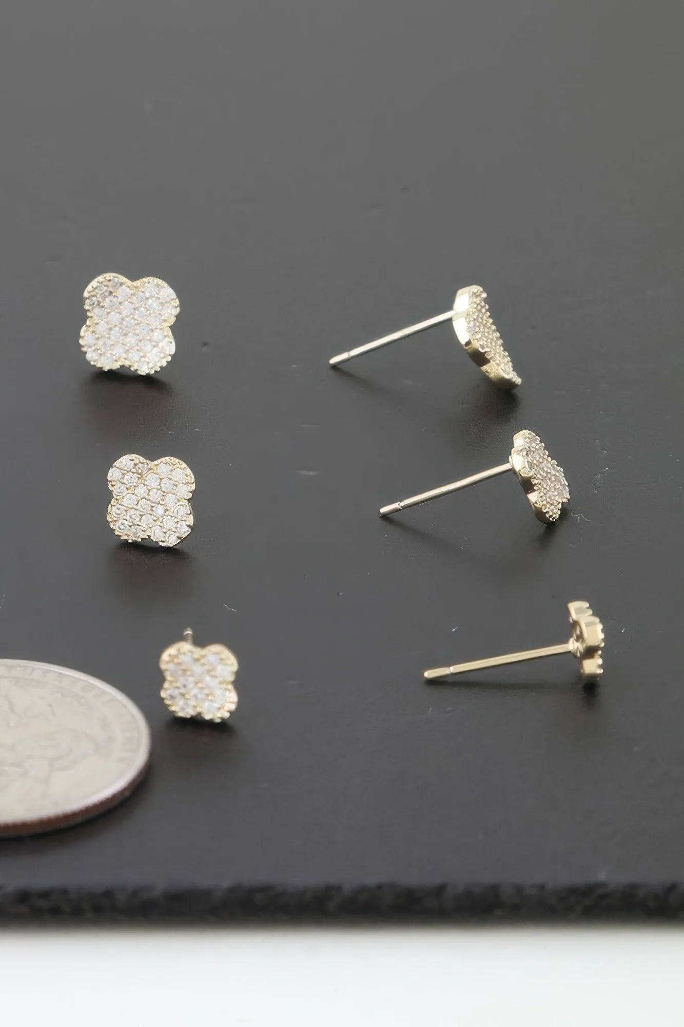 Multi Jeweled Clover Stud Earrings Set
