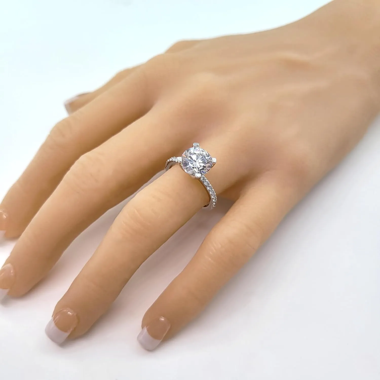 NANA Jewels 1.00ct to 4.00ct Simulated Diamond Engagement Ring Round Solitaire Sterling Silver 10k-14k