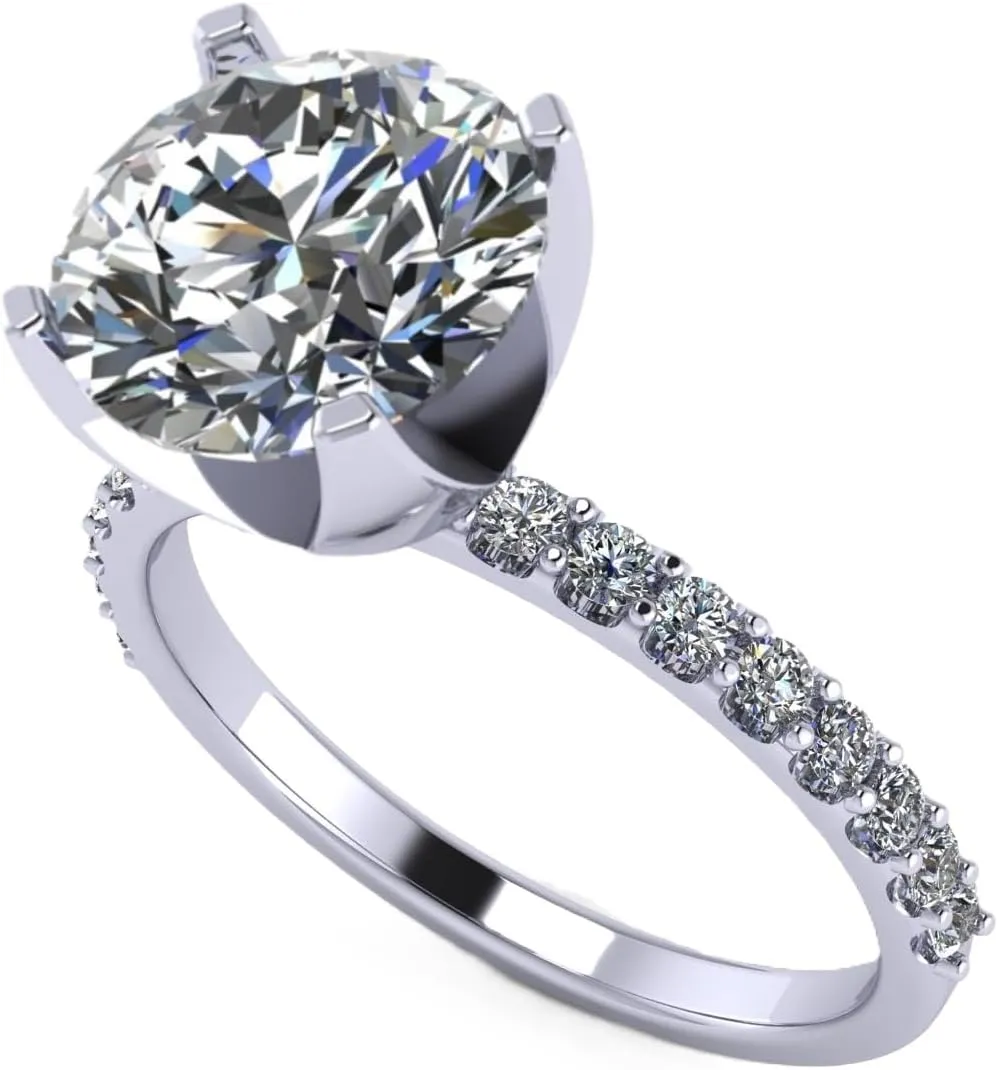 NANA Jewels 1.00ct to 4.00ct Simulated Diamond Engagement Ring Round Solitaire Sterling Silver 10k-14k