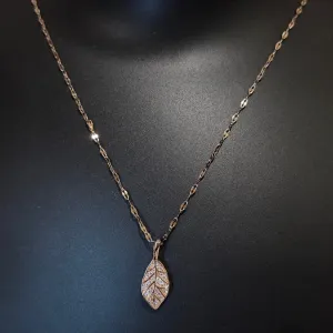 Neck chain with A.D leaf pendant just for her_Anti tarnish