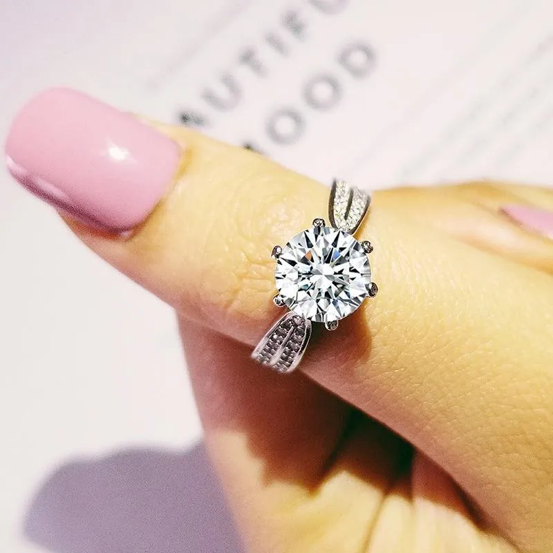 New Arrival Luxury Halo Silver Wedding Ring Set
