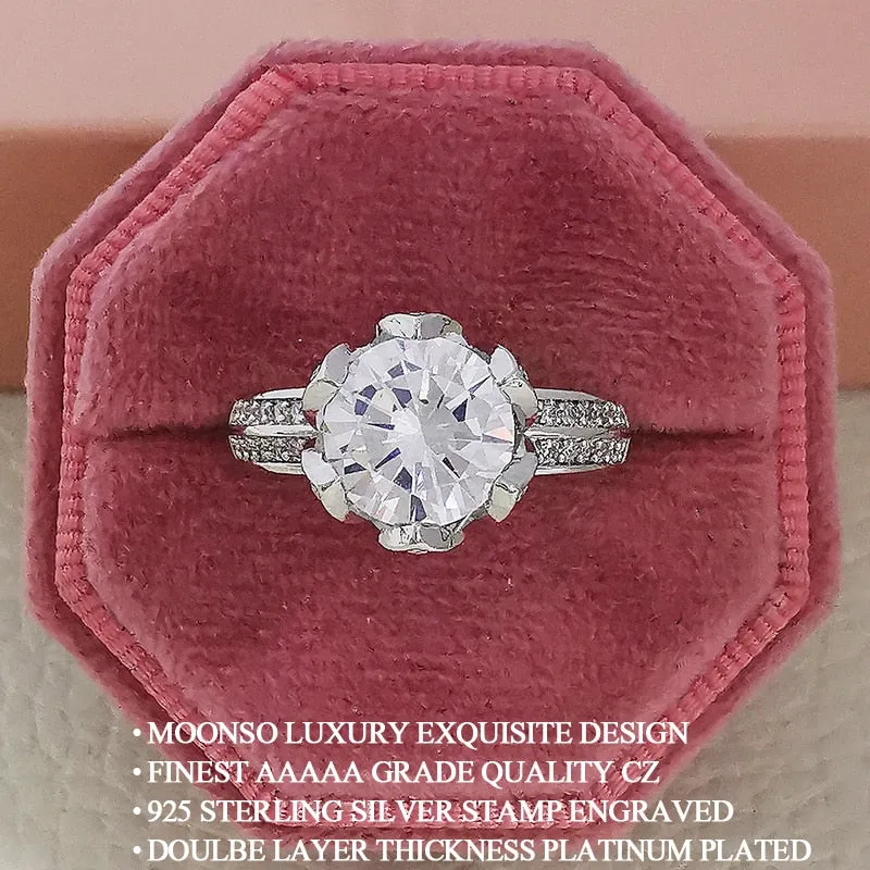 New Arrival Luxury Lotus Design Round Cut AAA  Quality CZ Diamonds Fashion Rings
