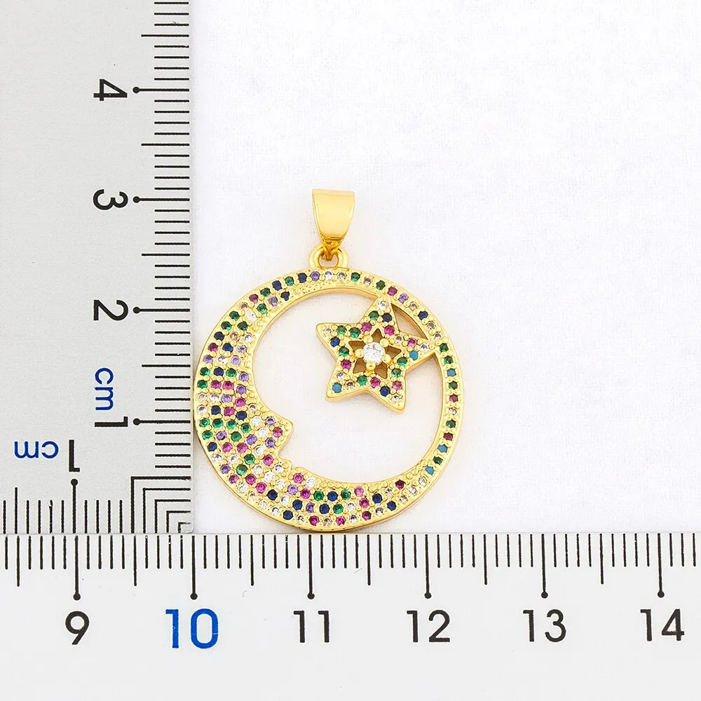 New Design Top Quality Copper CZ Colorful Star Pendant Necklace Chain