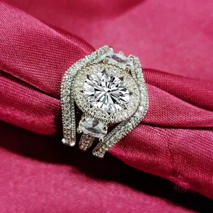 New Luxury Oval Silver Jewelry Ring Set