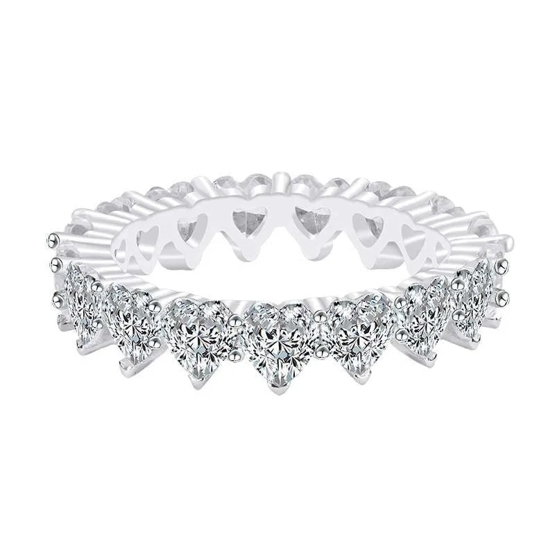 NEW Luxury Vintage Heart cut 8ct AAAA Quality CZ Diamonds Ring Sets