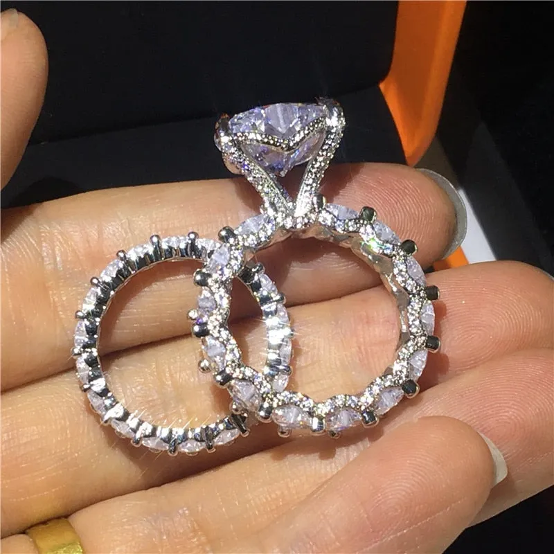 NEW Luxury Vintage Heart cut 8ct AAAA Quality CZ Diamonds Ring Sets