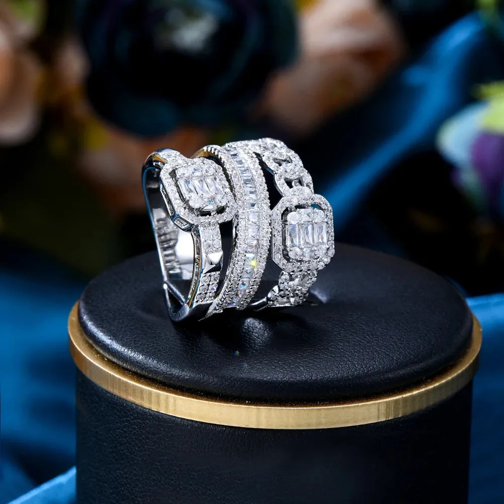 New Monaco Design Luxury Crossover Stackable Rings For Women