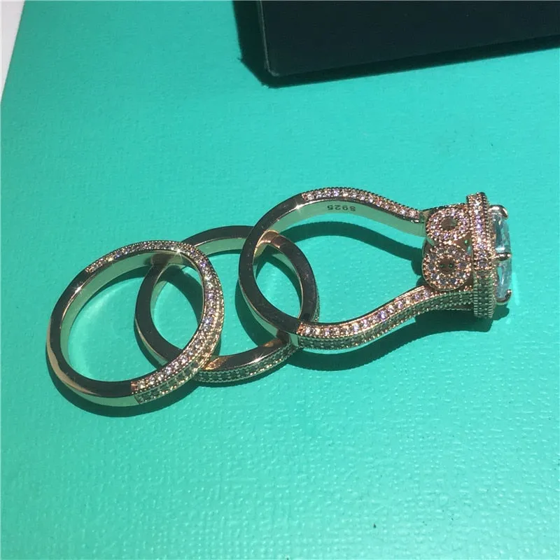 NEW Vintage 18K Rose Gold AAAA Quality Cubic Zirconia Luxury Ring sets