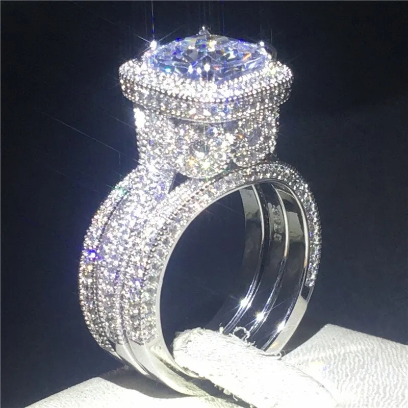 NEW Vintage 18K Rose Gold AAAA Quality Cubic Zirconia Luxury Ring sets