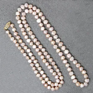 Opera Length Pink Freshwater Pearl Necklace