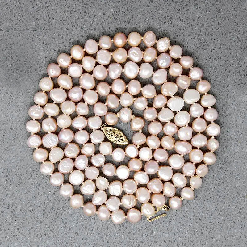Opera Length Pink Freshwater Pearl Necklace