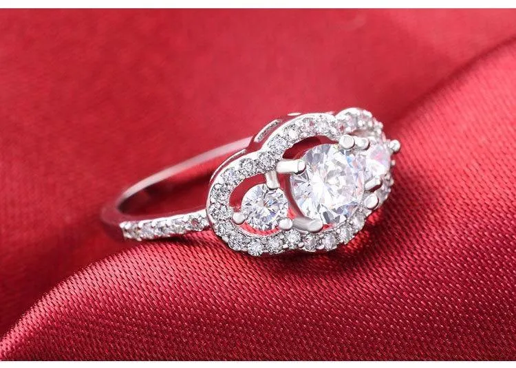 Original Silver Three Stones Luxury Engagement Ring