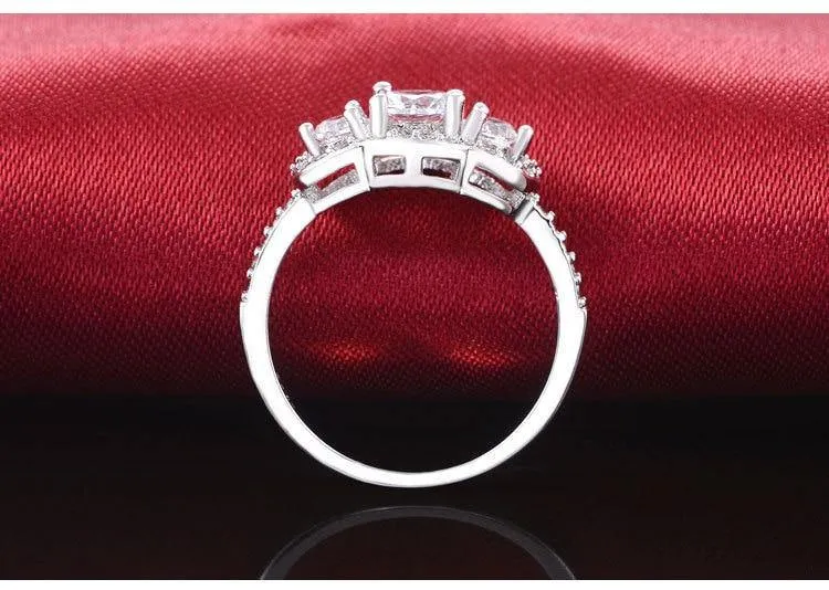 Original Silver Three Stones Luxury Engagement Ring