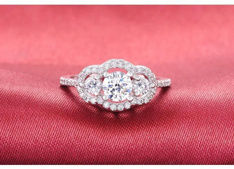 Original Silver Three Stones Luxury Engagement Ring