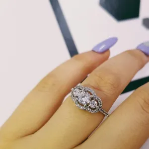 Original Silver Three Stones Luxury Engagement Ring
