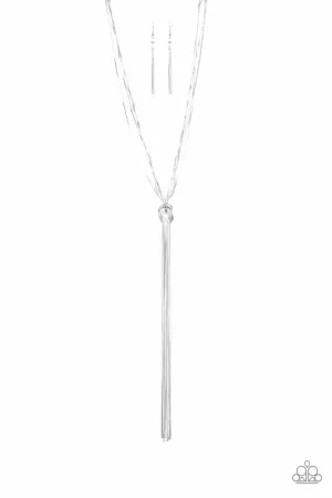 Paparazzi Forget Me Knot Silver Lariat Necklace - Life Of The Party November 2019 - P2RE-SVXX-374XX