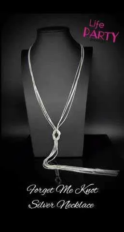 Paparazzi Forget Me Knot Silver Lariat Necklace - Life Of The Party November 2019 - P2RE-SVXX-374XX
