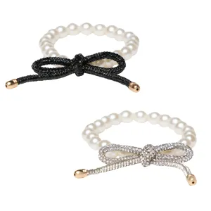Pearl & Rhinestone Bow Bracelet Collection