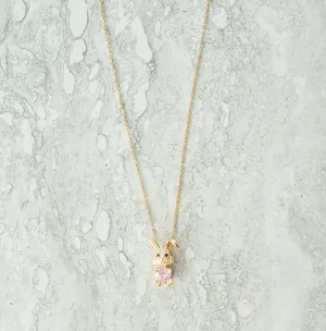 Pink Bunny gold necklace