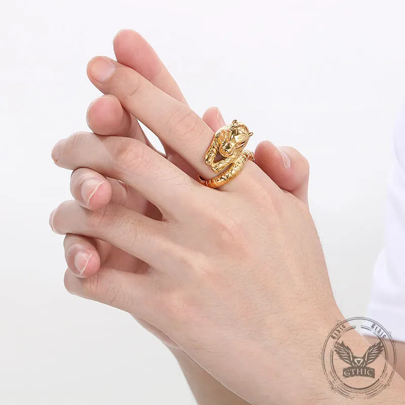 Punk Ferocious Tiger Stainless Steel Animal Ring