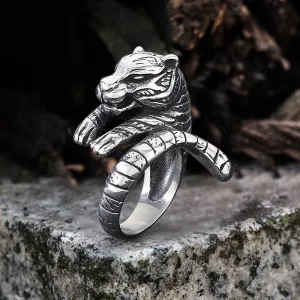 Punk Ferocious Tiger Stainless Steel Animal Ring