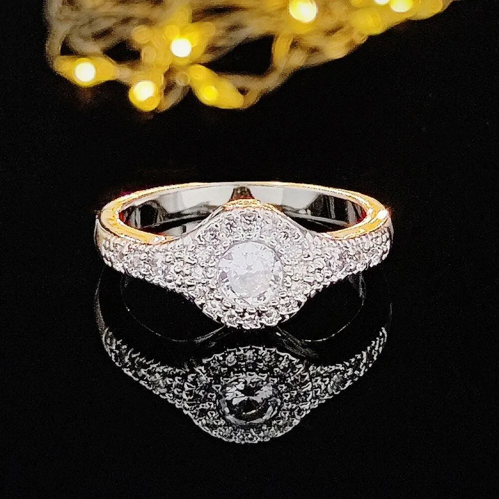 QUALITY RINGS Luxury Halo Three-piece Set Combination AAA  CZ Diamonds Rings Set