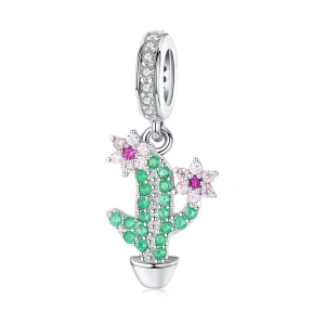 Radiant Cactus & Pink Flower Dangle Charm