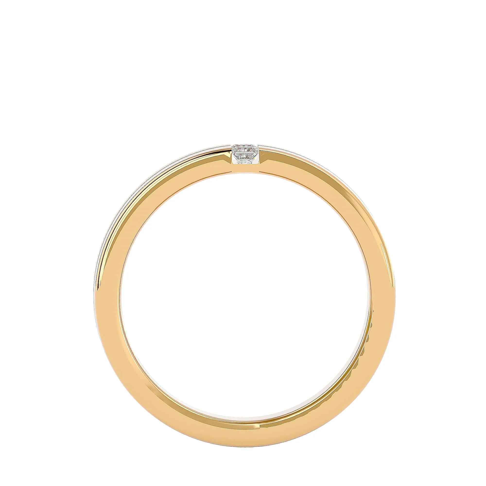 Rail Flat Round Edge Men's Diamond Wedding Ring