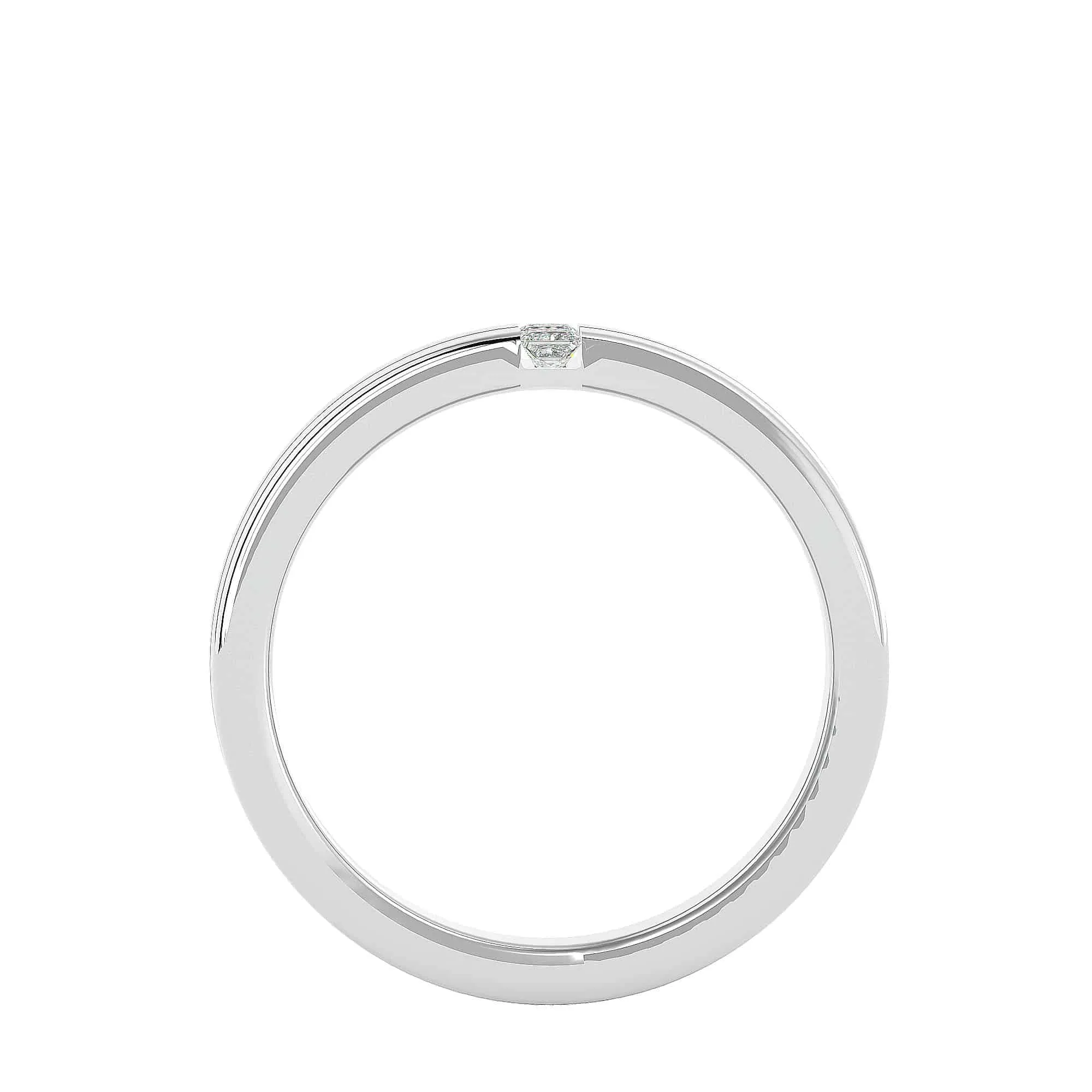 Rail Flat Round Edge Men's Diamond Wedding Ring