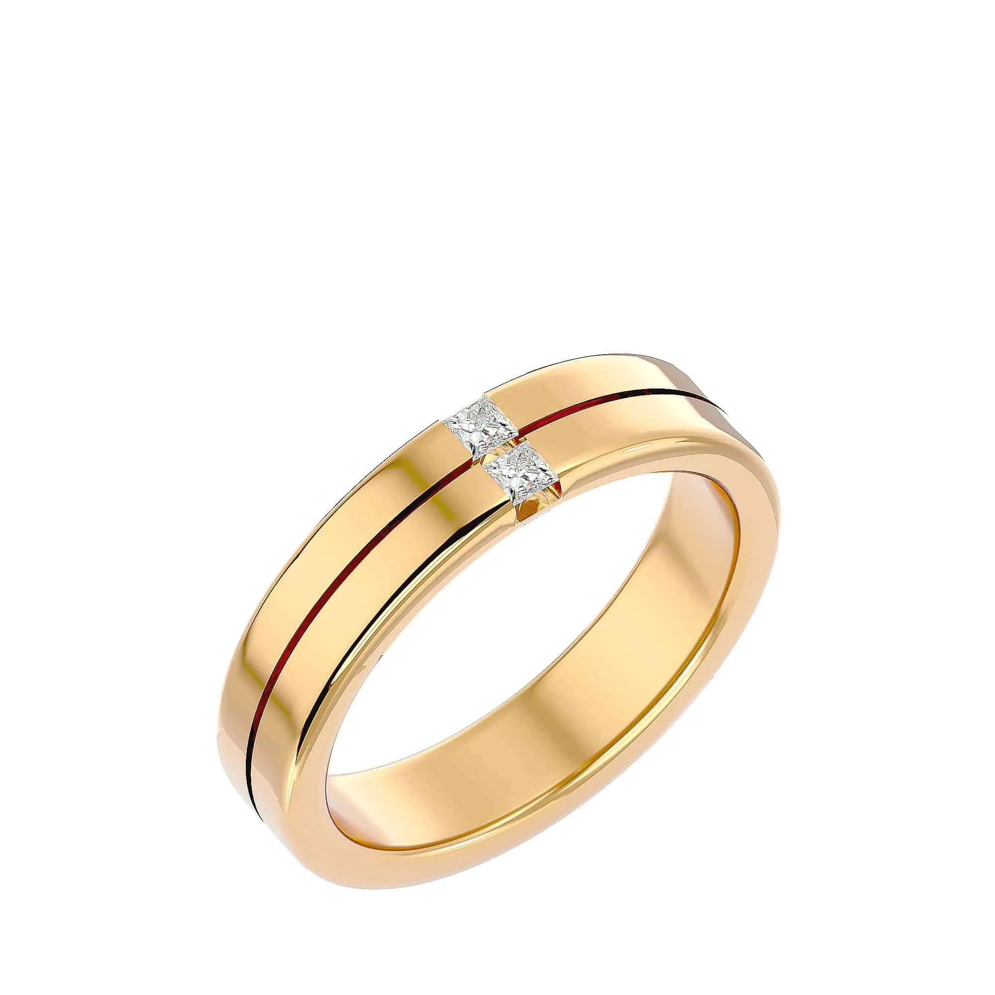 Rail Flat Round Edge Men's Diamond Wedding Ring