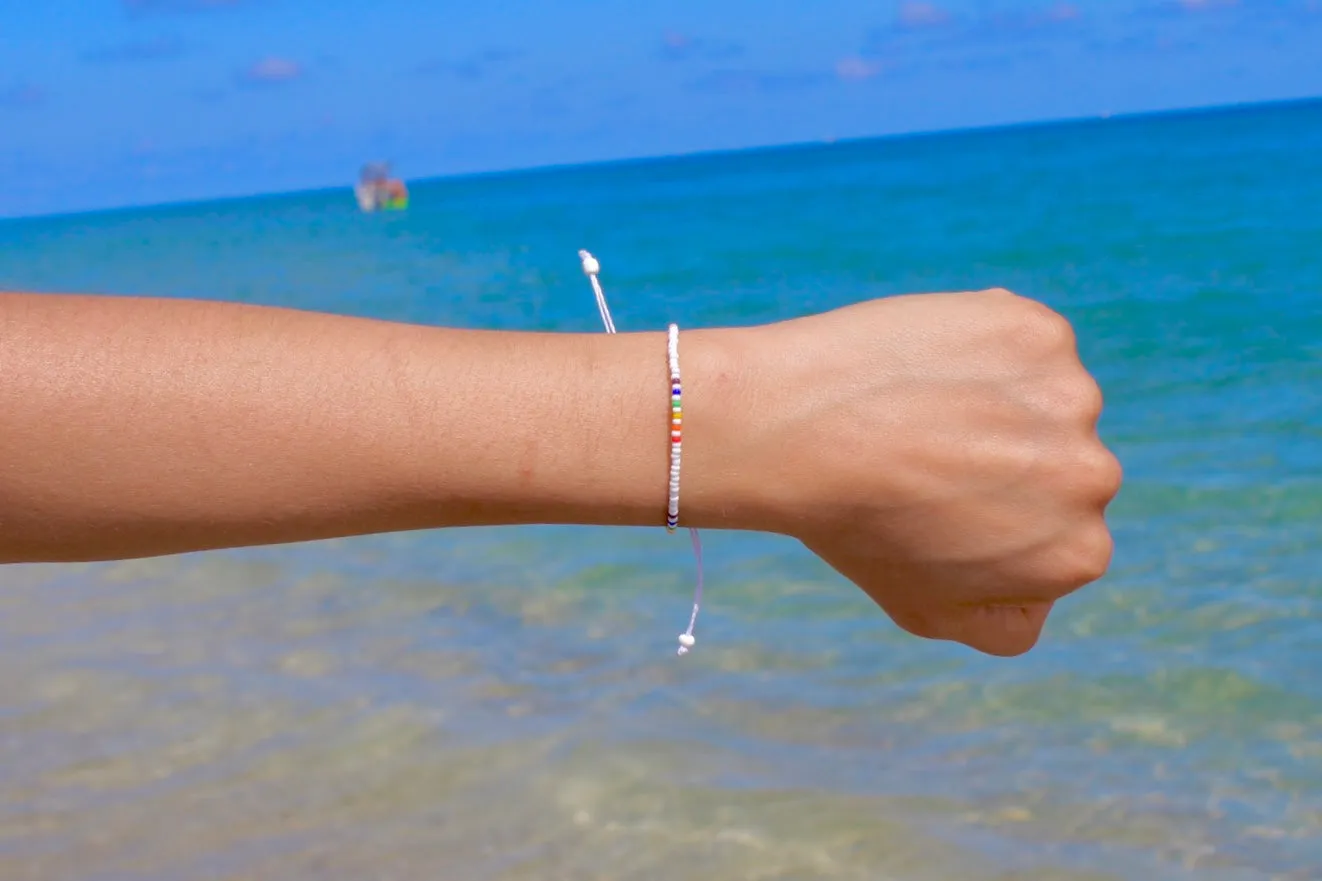 Rainbow Skittles White Adjustable Bracelet