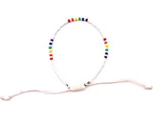 Rainbow Skittles White Adjustable Bracelet