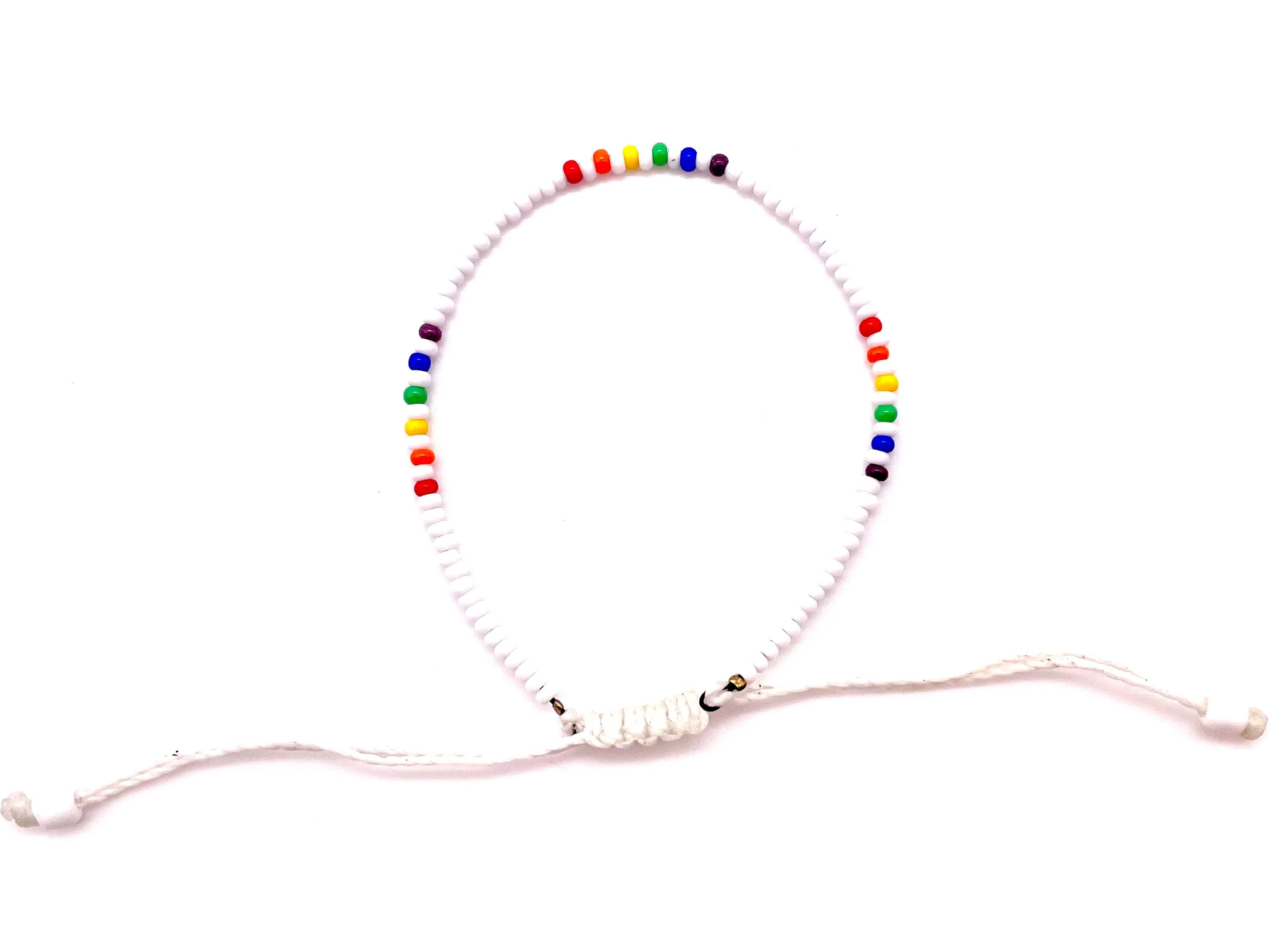 Rainbow Skittles White Adjustable Bracelet