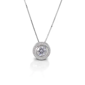 Round Bezel Set Pave Necklace