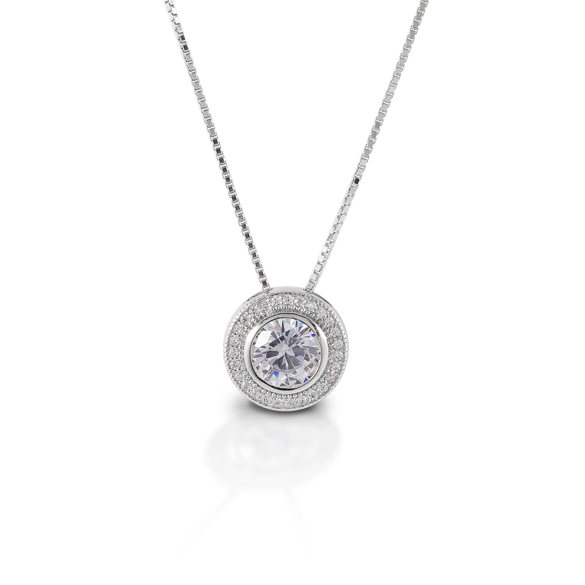 Round Bezel Set Pave Necklace