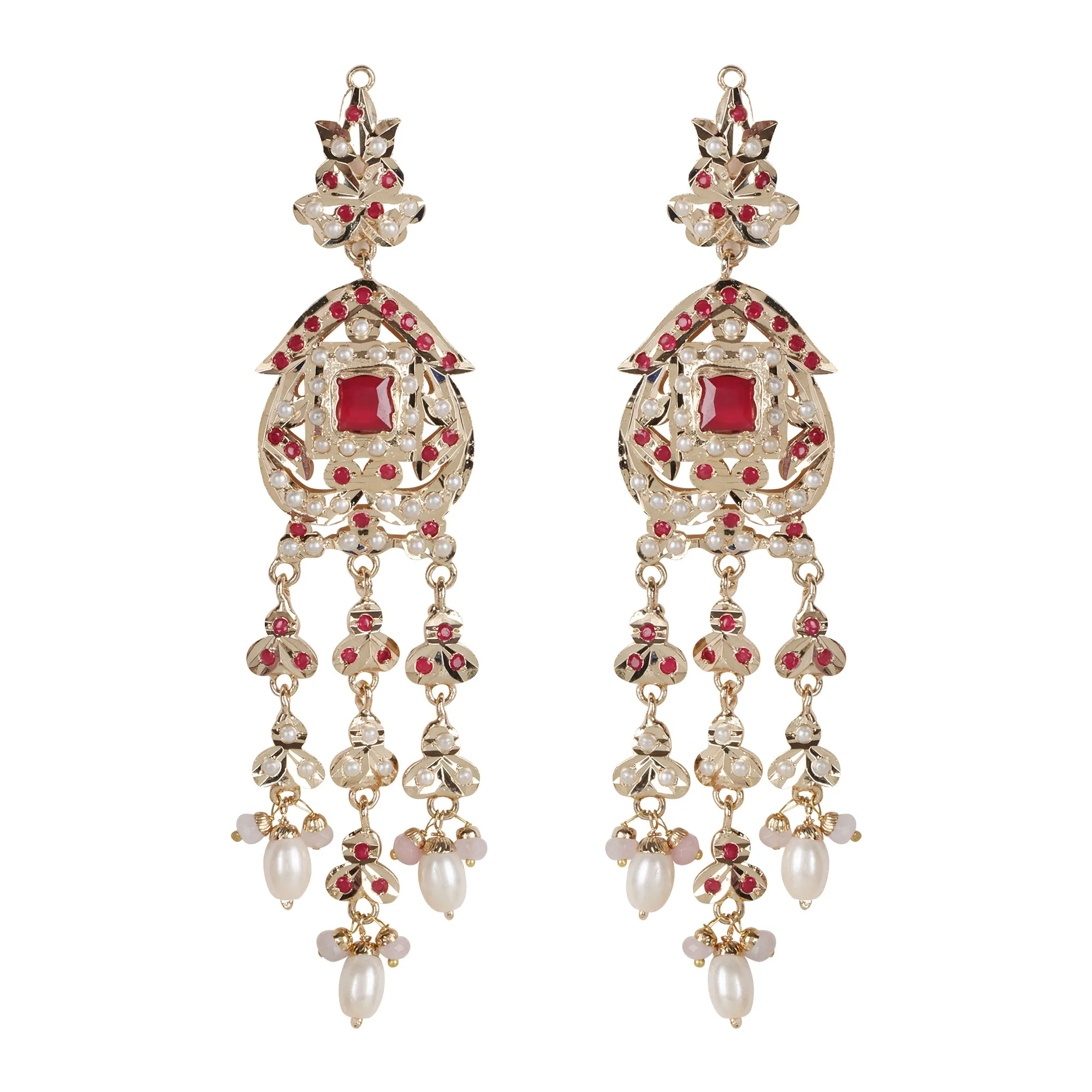 Royal Jadau Pink Jadau Necklace Set with Earrings