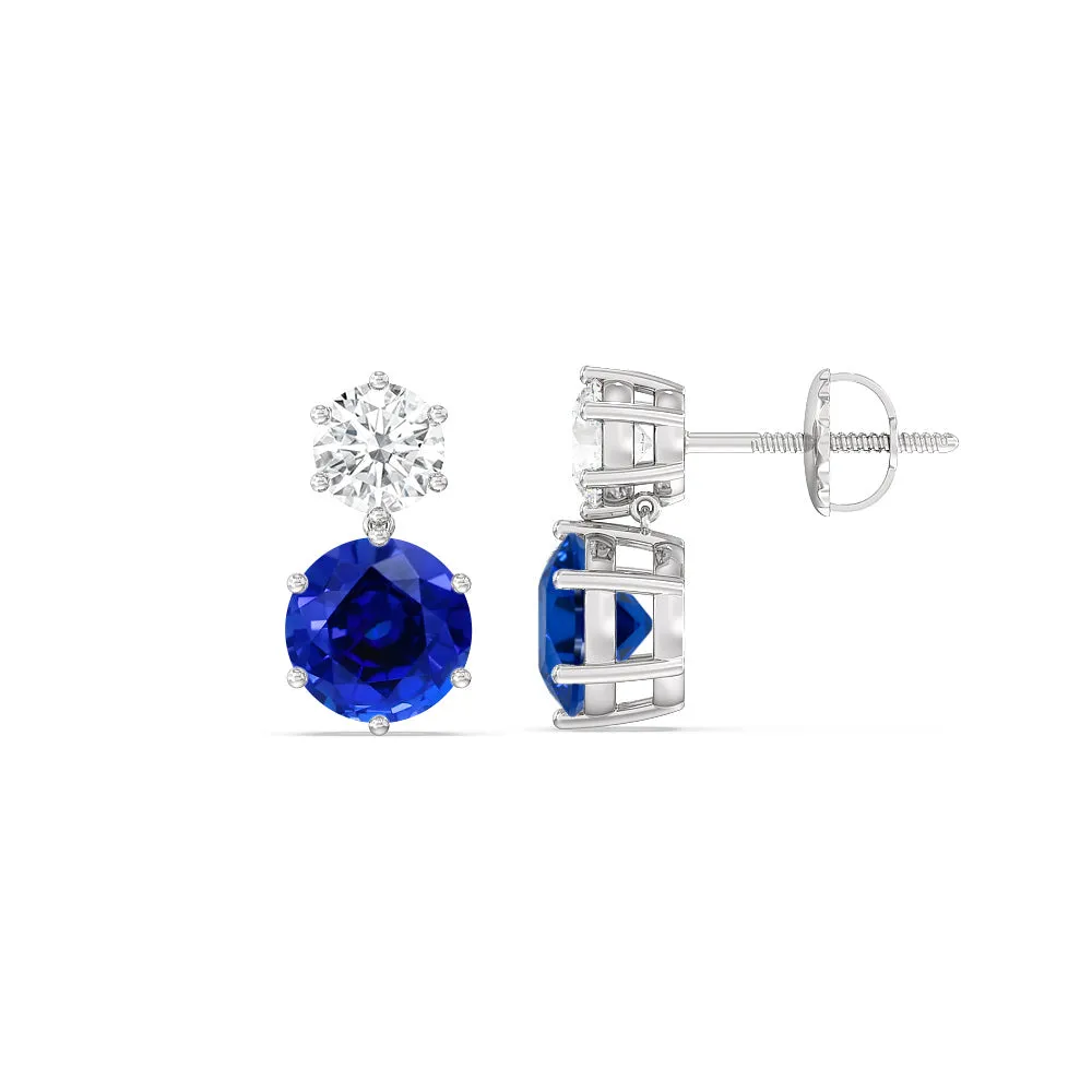 Sapphire and Diamond Duo Stud Earrings