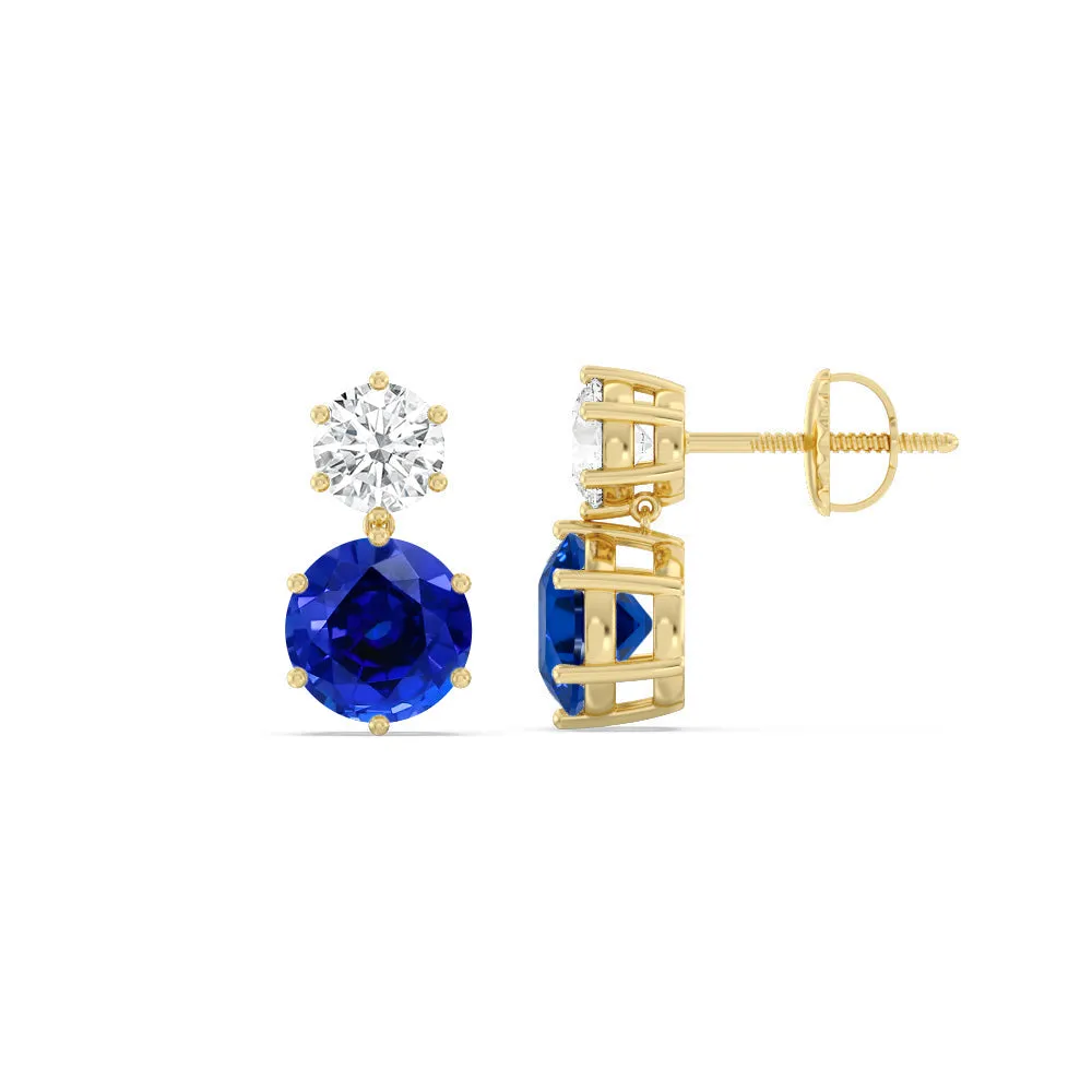 Sapphire and Diamond Duo Stud Earrings