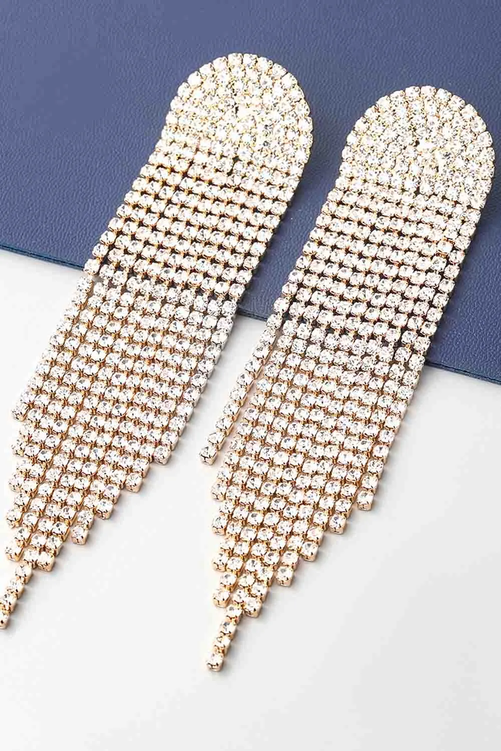 Shine Tassel Design Rhinestone Detail Earrings