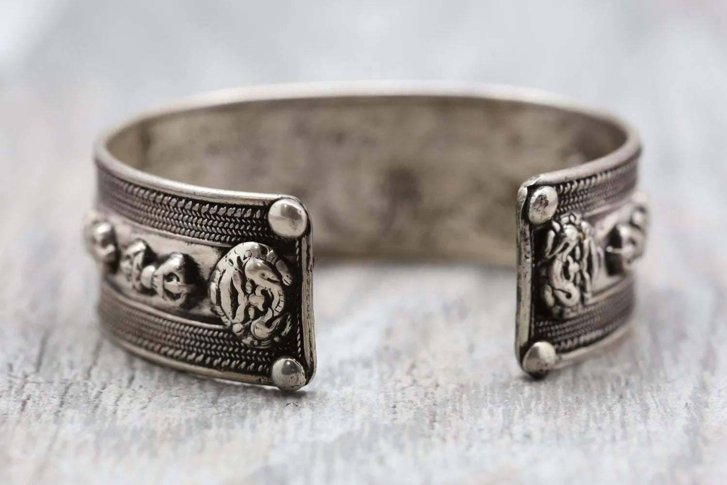 Silver Mantra Bracelet with Unique Script