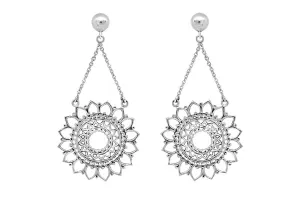 Silver Sun Mandala Earrings