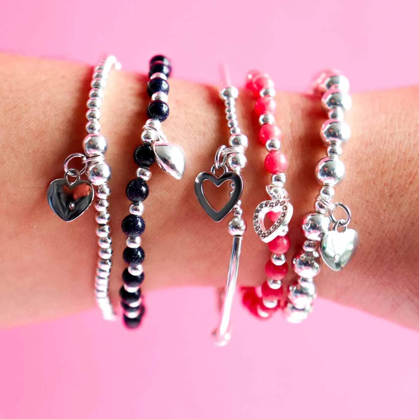 Skinny Love - Heart Silver Stacking Bracelet