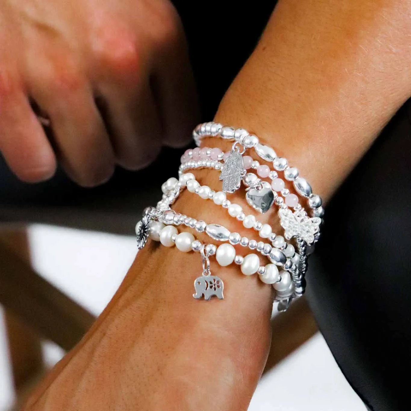 Skinny Love - Heart Silver Stacking Bracelet