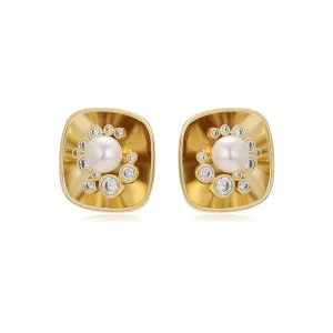 Square Pearl Cluster Earrings