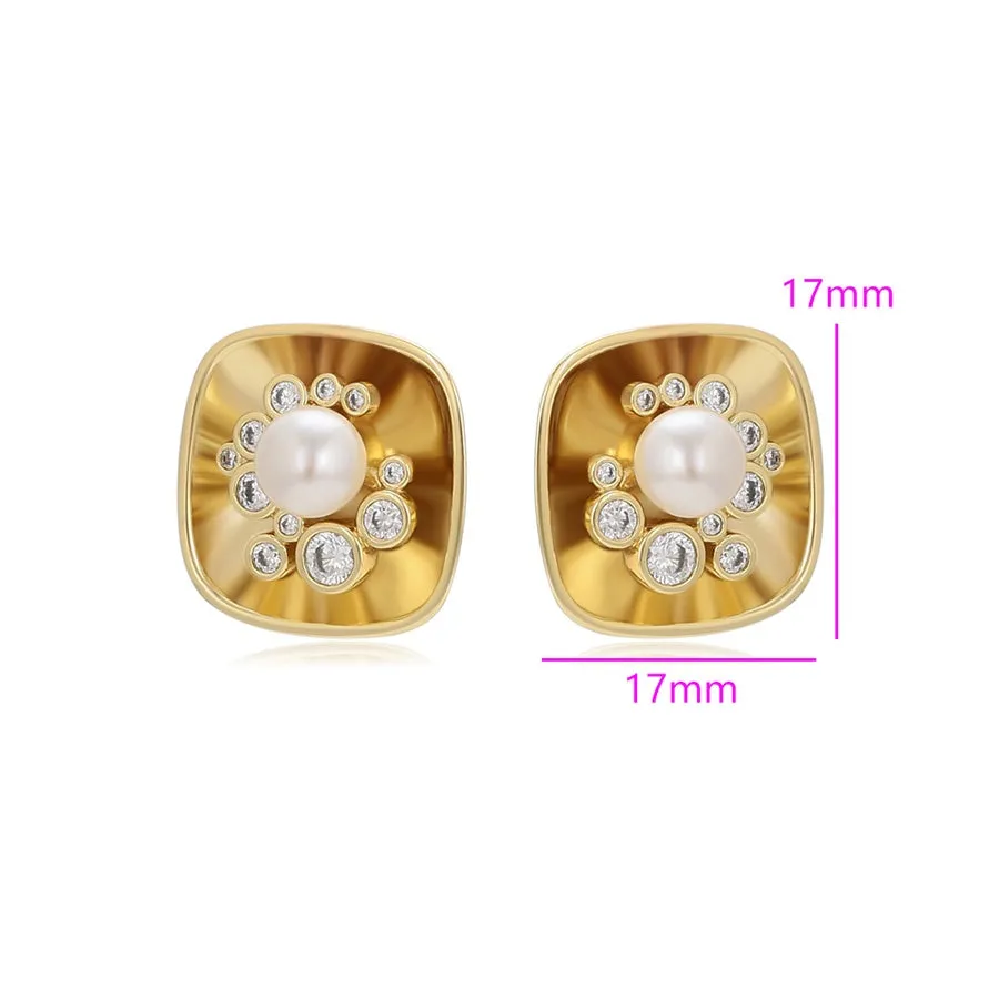 Square Pearl Cluster Earrings
